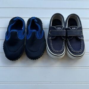 Sperry Blue Boat Shoes 8T & Old Navy Navy Blue Water Shoes 9T
